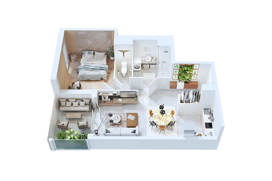 Exemple d’appartement T3 aux Jardins d’Haïdïs